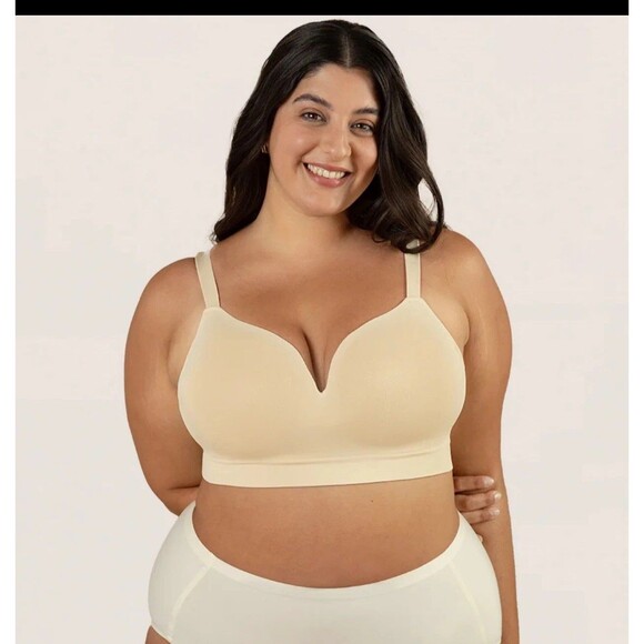 Truekind Supportive Comfort Beige Black Set of 2 Wireless Shaping Bra Large New - Picture 2 of 7